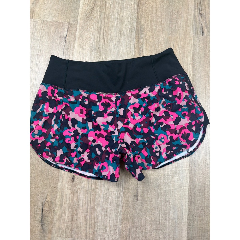 Athleta Running Free Printed Short 3.5 Pink Teal Camo Womens Small S 405735-05